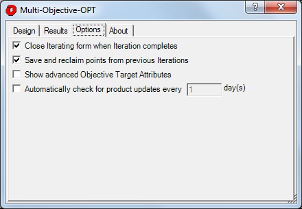 Multi-Objective-OPT Options Tab graphic